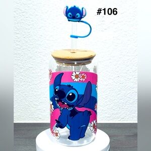 Stitch Glass Tumbler with Straw